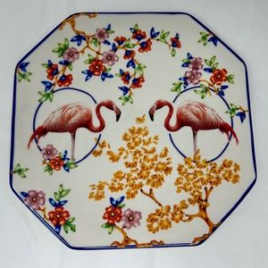 mint Anthropologie plate flamingo Lou Rota floral